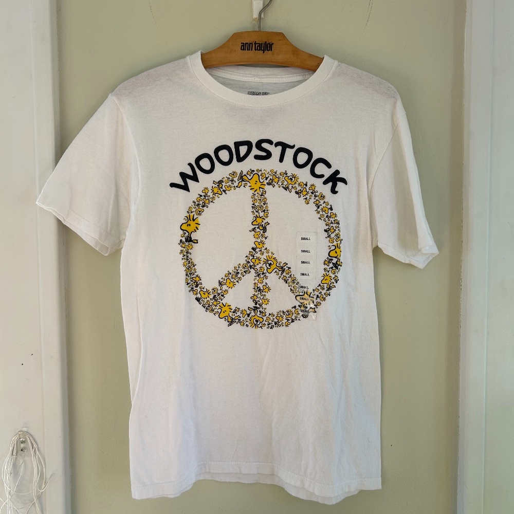 Peanuts Woodstock Peace Sign Tee Shirt